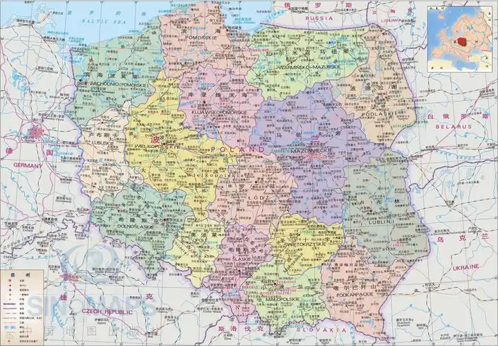 波兰高清全图中文版_波兰地图库_地图窝