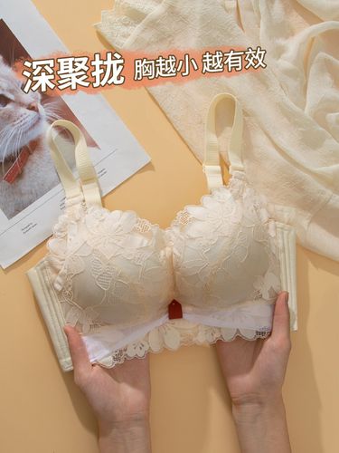 官网罗丽丝内衣女小胸聚拢加厚不空杯收副乳防下垂防外扩蕾丝文胸