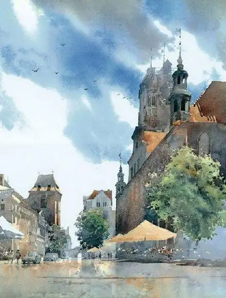 画家michal suffczynski 水彩建筑画