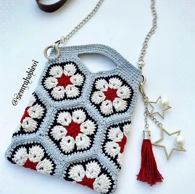 钩针包包图解.钩10片单元花然后缝合再钩边即可.#包包 #钩 - 抖音