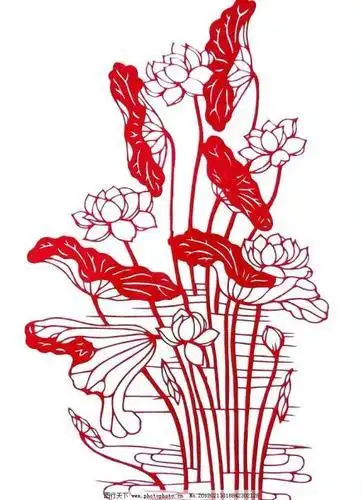 剪纸图样 荷花莲花剪纸图案 刻纸练习图 剪纸刻纸素材荷花翠鸟剪纸