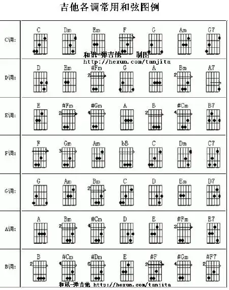 文化/艺术 器乐/声乐 没分了,请见谅,如图,这些和弦图怎么看,按那里