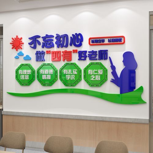 四有好老师国学校教师办公室文化墙贴布置装饰辅导育培训机构蒋