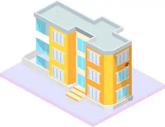 卡通手绘学校办公楼教育插画