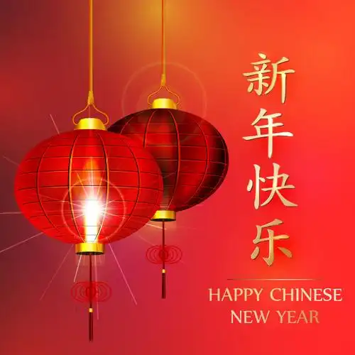 春节灯笼贺卡矢量