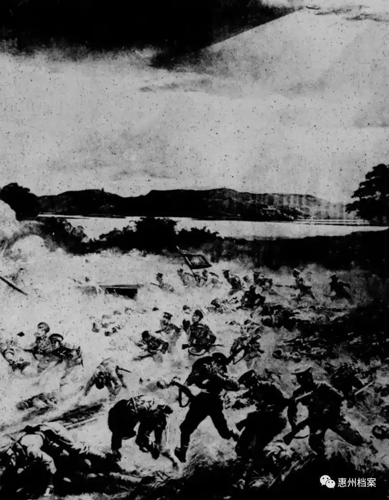 该画场面阔大,以凝重的色彩描绘出1925年广东革命政府的东征军攻克