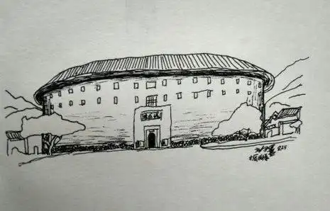 圆形土楼简笔画