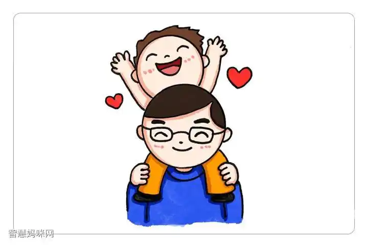 父亲节简笔画,快乐的父子俩详细画法步骤-图13