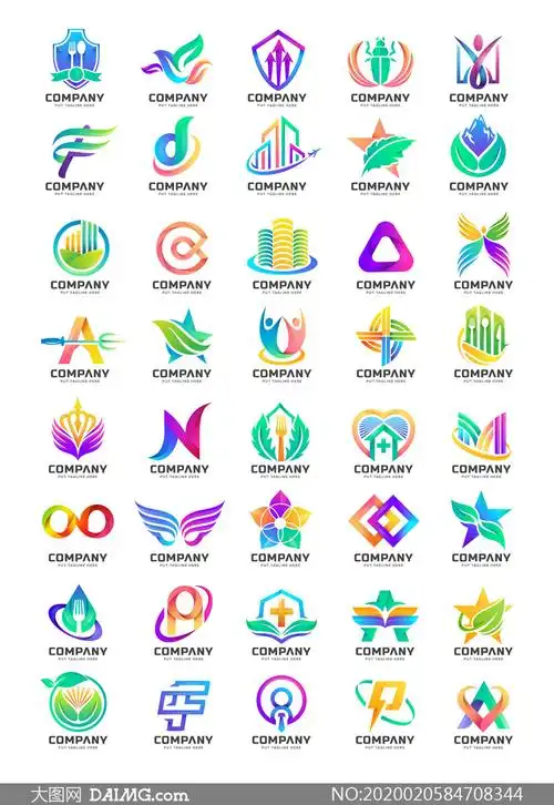 箭头与人形等炫彩标志创意矢量素材