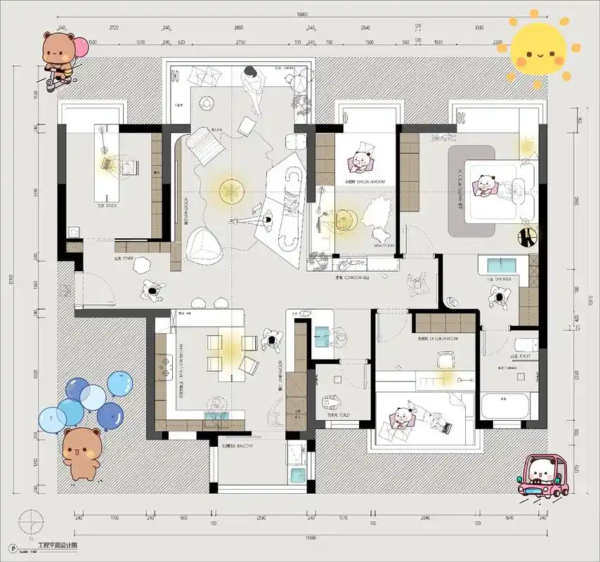 又是设计的一天.户型优化效果图施工图一