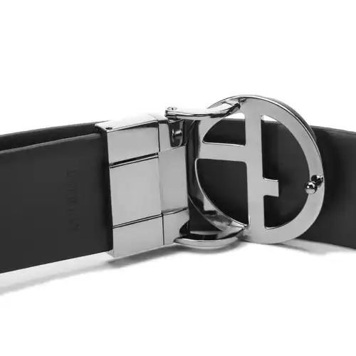 giorgioarmani男士牛皮革牛剖层移膜革聚氨酯可裁剪板扣式双面皮带