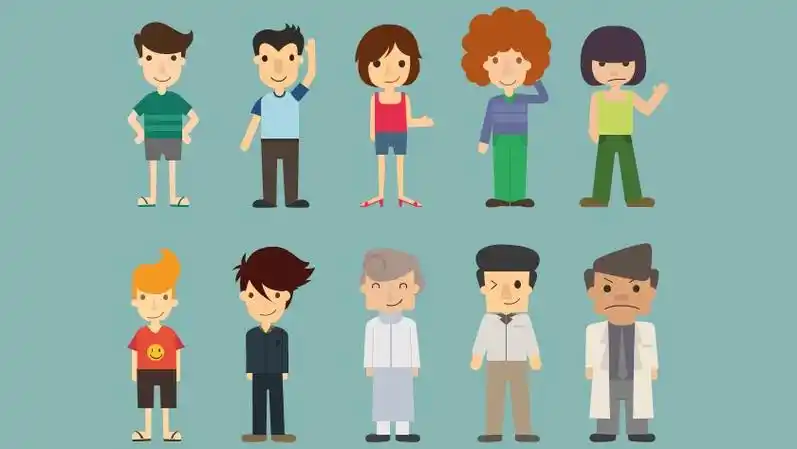 卡通人物设计矢量小插图ppt模板_ppt牛模板网