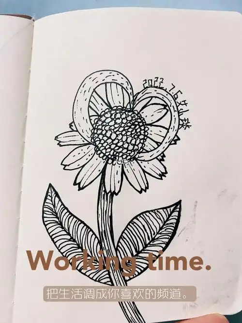 20/100黑白水性笔画比心78