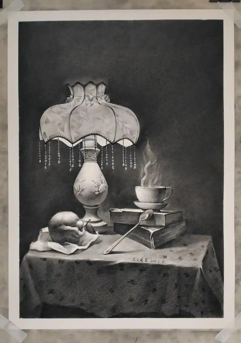 素描#静物素描#一盏台灯# - 抖音