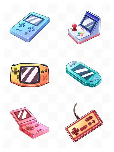 手绘卡通电玩游戏机