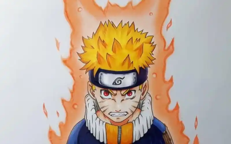 naruto手绘教程火影忍者鸣人少儿时期九尾形态