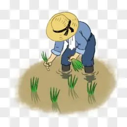 农民伯伯辛勤耕种人物写实插画