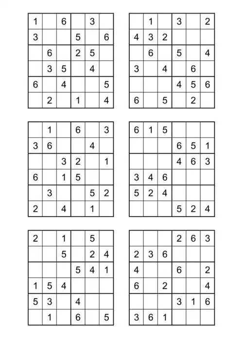 六宫格幼儿数独游戏54题pdf