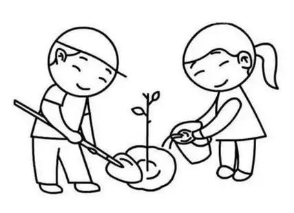 春天植树儿童简笔画