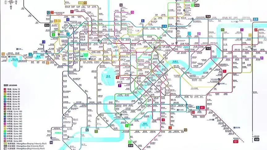 杭州地铁 2021 vs 2035 运营线路图