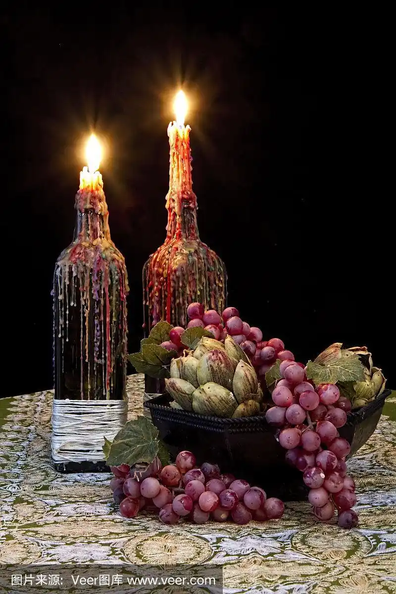 融化的蜡烛-浪漫的设置