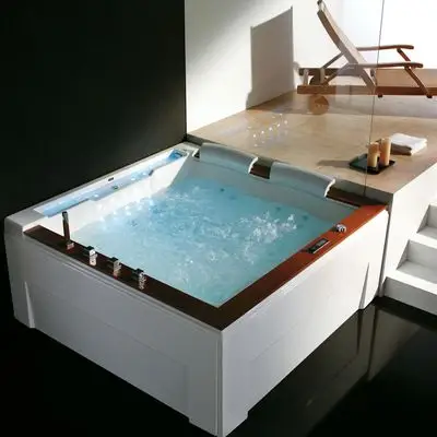 亚克力双人浴缸情侣嵌入式浴缸裙边冲浪按摩浴缸工程浴缸
