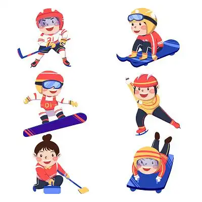冬季奥运会运动员套图卡通冬奥会元素运动png素材
