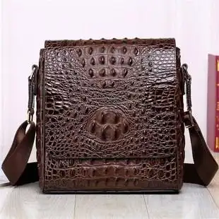 高档鳄鱼皮男包单肩包斜挎士真皮竖款 翻盖肩挎包t男商包务休闲奢