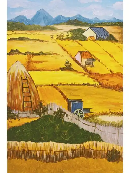 丙烯画油画麦田附绘画步骤09