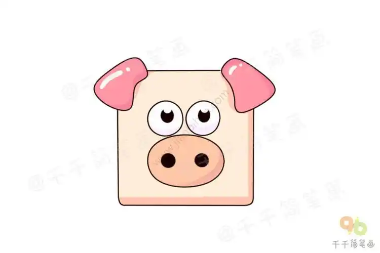 憨厚的小猪图片,用正方形画动物,动物简笔画图片大全,正方形怎么画