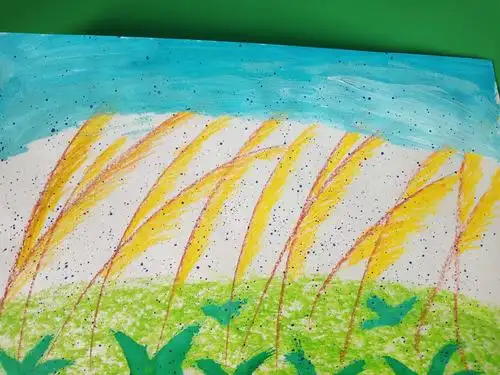 圣贤幼儿园绘画班第九次课《稻穗》