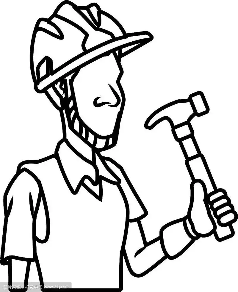 卡通工人与工具