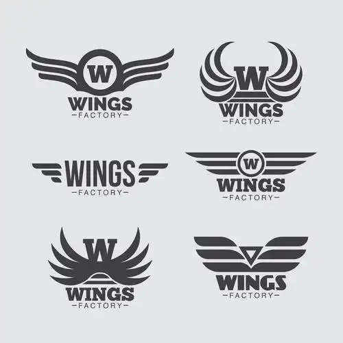 六个翅膀标志logo平面设计素材
