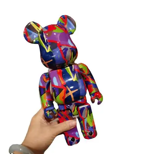 bearbrick400%kaws联名涂鸦式积木熊暴力熊装饰摆件潮玩手办收藏