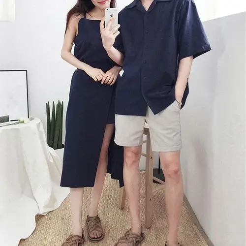 情侣装女裙男衣夏气质