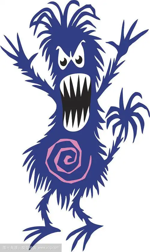 愤怒可爱的怪物尖叫卡通矢量装扮性格古怪的面部表情图像