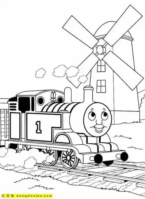 11张大眼睛的托马斯小火车卡通涂色简笔画 | 红豆饭小学生简笔画大全