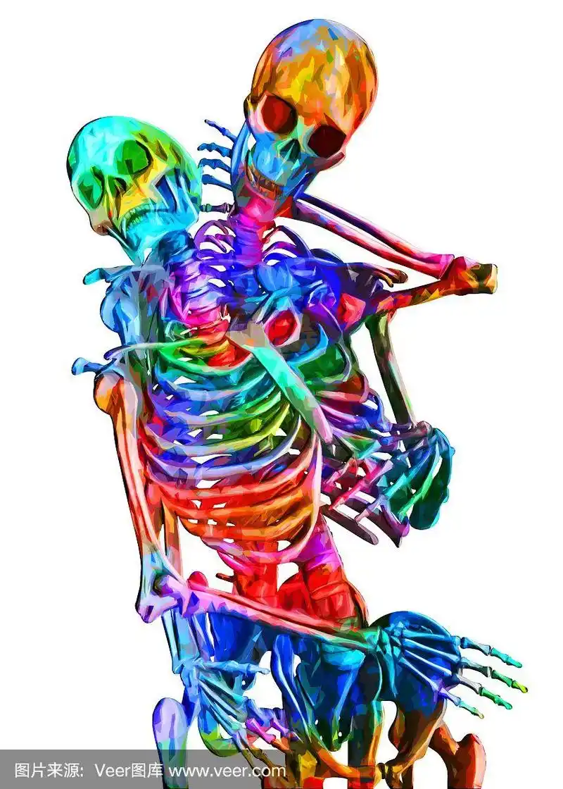 人类骨架,绘画插图,抽象,分离着色,男人