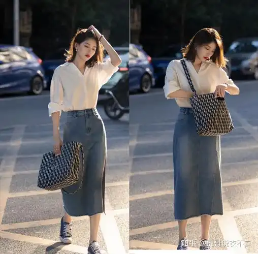 三,牛仔半身裙搭配这两款鞋子