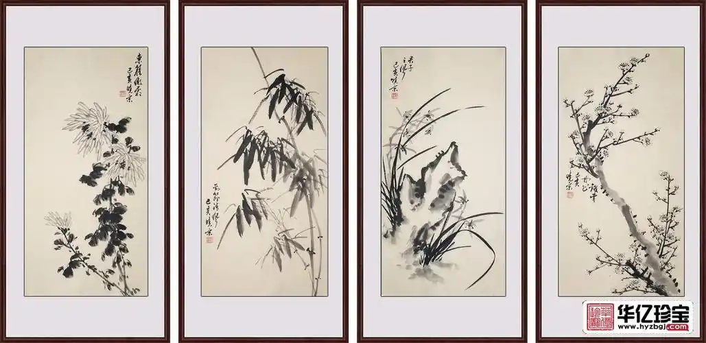 规  格:四条屏花鸟分类:其他商品名称:郑晓京国画四君子《梅兰竹菊》