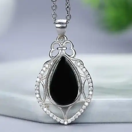 ascxg2764 银镶墨翠吊坠(a货)