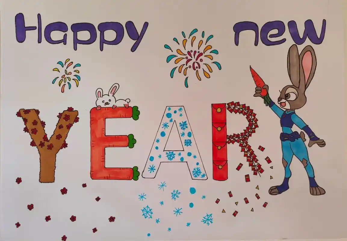 用白色纸做英语新年贺卡怎么做 - 抖音