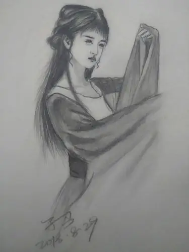 纯铅笔画令妃魏璎珞附作画过程