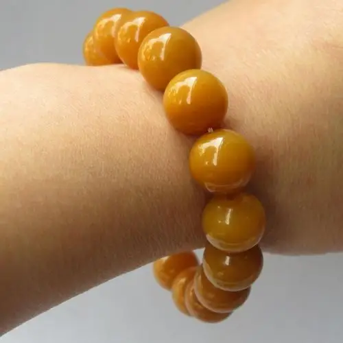 黄龙玉手手链男款天然玉石黄蜡石云南路路通佛珠手链