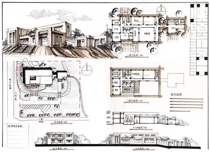 住宅手绘快题设计2★别墅住宅手绘快题设计1★餐馆建筑手绘快题设计