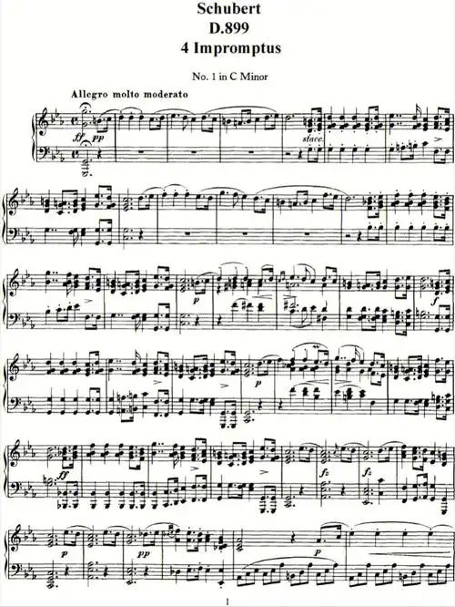 舒伯特写有8首即兴曲,其中op.90和op.142各四首,作于1827年.