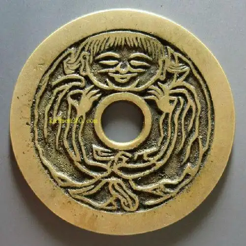 一团和气背刘海戏金蟾花钱