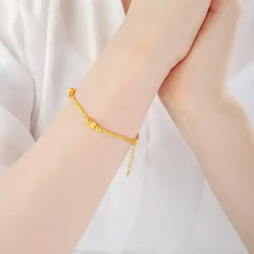 菜百首饰黄金足金肖邦圆珠女款手链时尚手链女计价