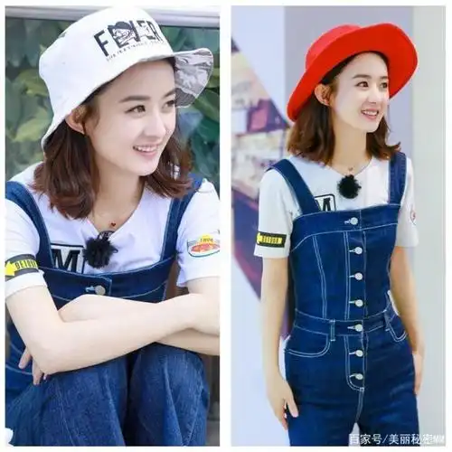"拼命三郎"赵丽颖身穿背带裤,头戴白色渔夫帽,嫩回18岁