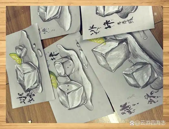 小画家们的冰块素描,晶莹剔透,仿佛能降温呢